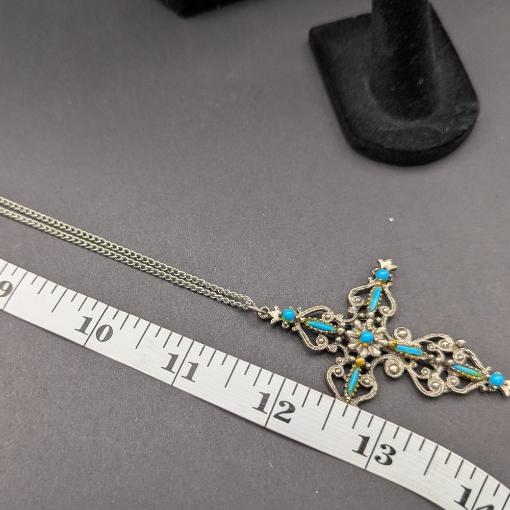 Turquoise Southwestern Cross Necklace Bracelet Earrings Watch Set Women Boho - Picture 4 of 6